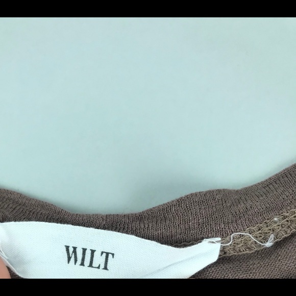 Wilt Brown Linen Lux Slub Long Sleeve Tee Top S - Picture 2 of 7